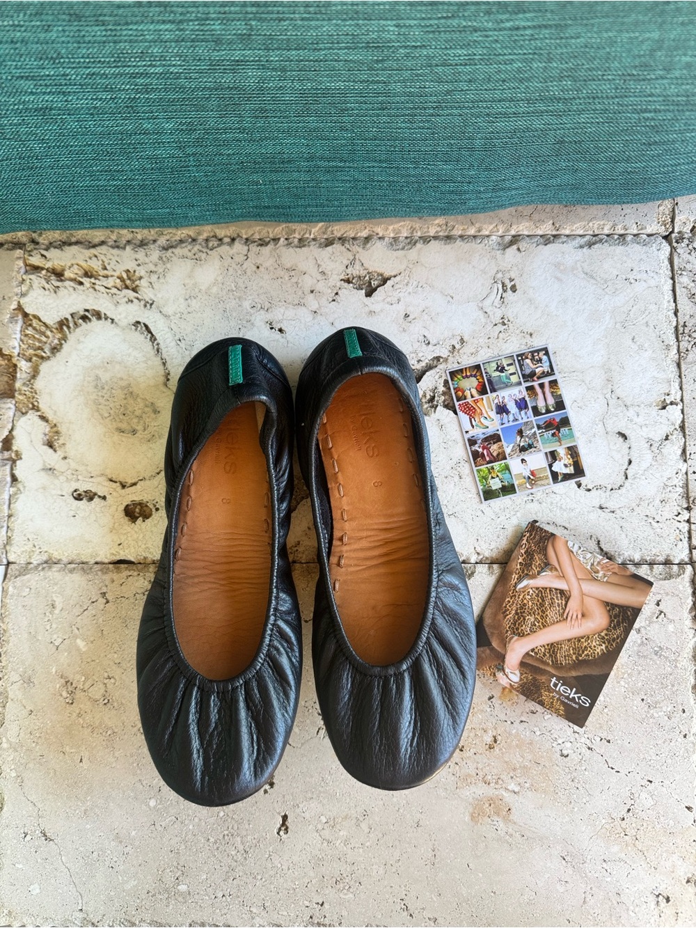 Tieks black foldable leather ballet flats